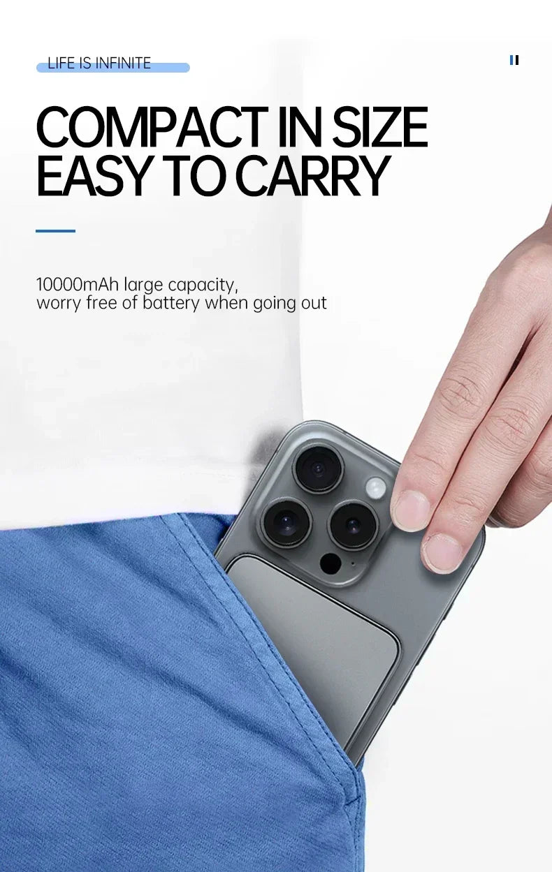 Lenovo CCC Power Bank 50000mAh For MagSafe Slim Magnetic Wireless Power Bank 22.5W External Portable Battery For iPhone Samsung