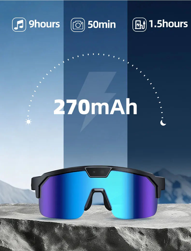 2026 New AI Sport Cycling Smart Glasses 80MP Camera 1200P HD Video Bluetooth 5.3WiFi Open Ear Riding Speaker Real-Time Translate