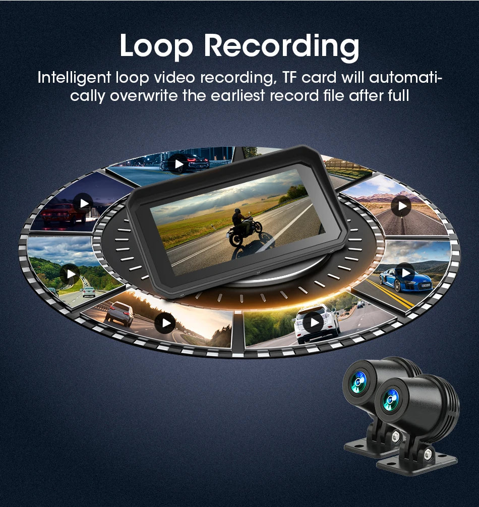 Jansite 5/6.25'' GPS for Motorcycles Carplay DVR Navigation Display Screen Android Auto Moto Accrssories IP67 Waterproof Monitor
