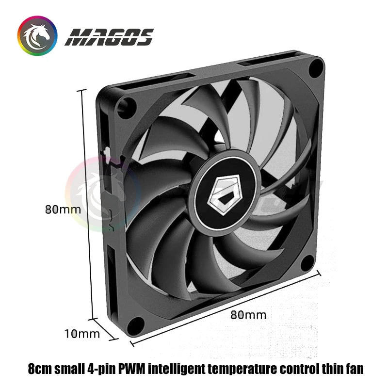 8010 80mmCase Fan Ultra Slim ,White/ Black,10MM Ultra-Thin PWM Temperature Control 8CM Computer CPU Cooling Fan,