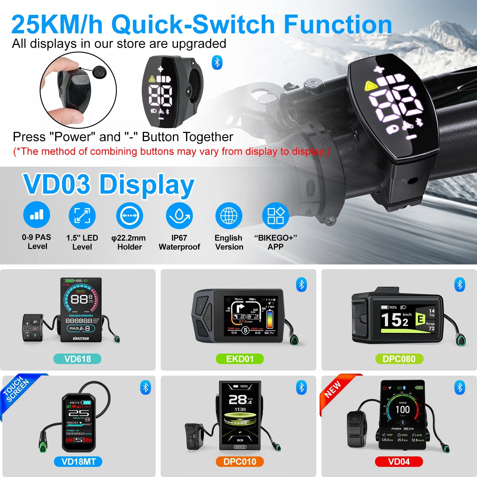 BAFANG CAN Display Electric Bike Computer DPC010 VD618 EKD01 Bluetooth Bafang CAN BUS Protocol Motors 5Pin Male Ebike Conversion
