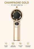 Handheld Fan High-Speed Portable Turbofan USB Rechargeable Electric Fan Digital Display 120 Speeds Infinitely Adjustable