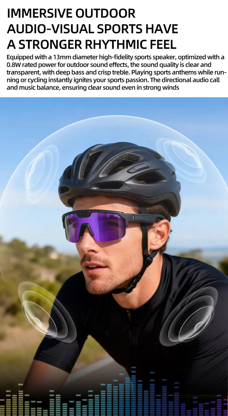 2026 New AI Sport Cycling Smart Glasses 80MP Camera 1200P HD Video Bluetooth 5.3WiFi Open Ear Riding Speaker Real-Time Translate