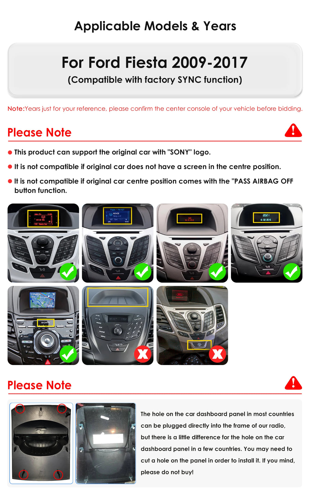 For Ford Fiesta Mk7 2009-2017 Wireless CarPlay for Apple Android Auto Car Radio GPS RDS WiFi 4G 8Core Multimedia Stereo 2din SWC