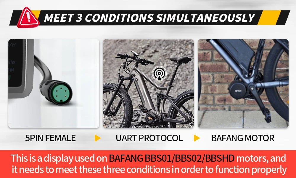 E-bike Bafang LED S866 Display for BBS01/BB02/BBSHD Bafang Mid Motor with 5 Pin Female Plug for Electric Bicycle Conversion