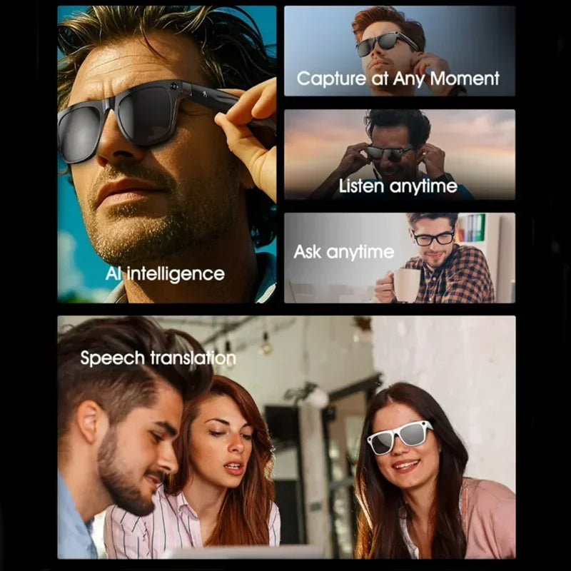 Lenovo AI Smart Glasses 8K 1600MP Touch Control Photo Recording Voice Assistant Translator Music Wireless Bluetooth Sunglasses