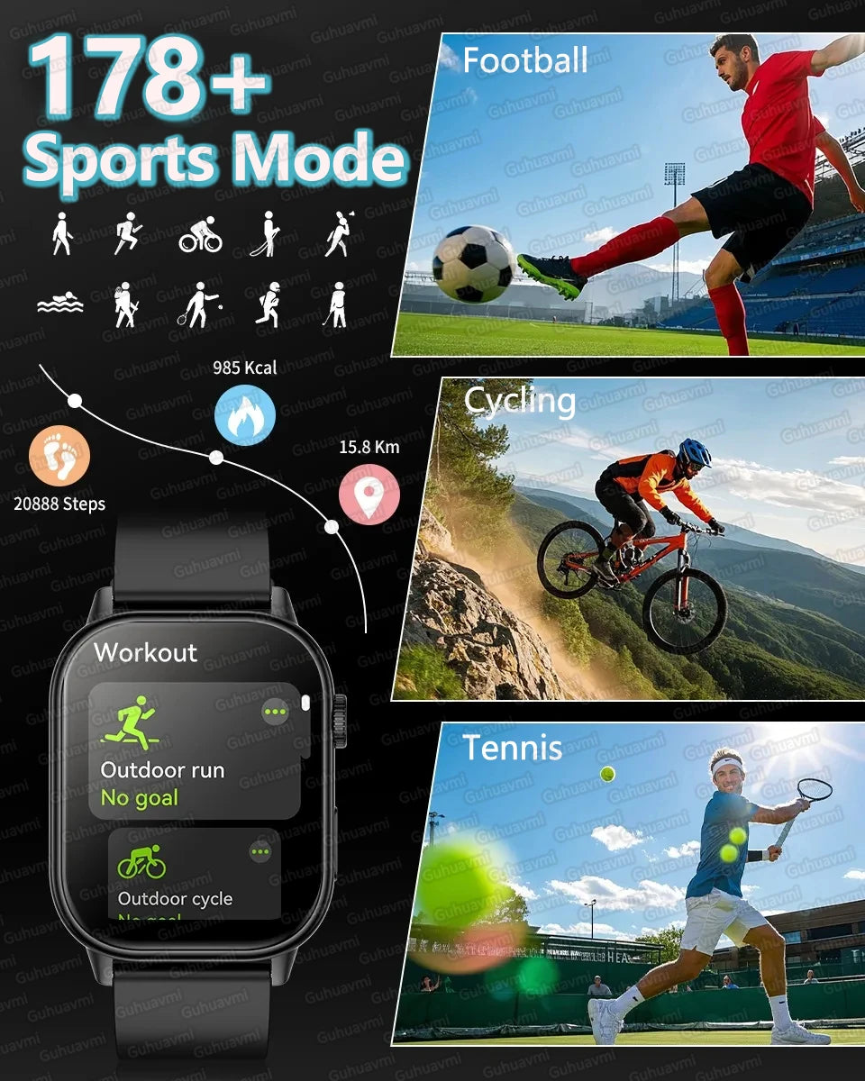 New For Android iOS Outdoor GPS SmartWatch Men 2.01" HD AMOLED Compass 420mAh 178+Sport Mode Waterproof Bracelet Smartwatch 2026