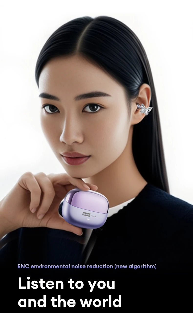 Lenovo LE302 OWS Ear Clip Earphones Wireless Bluetooth 6.0 Headset HD Call Touch Control Earbuds Low latency Gaming Headphones
