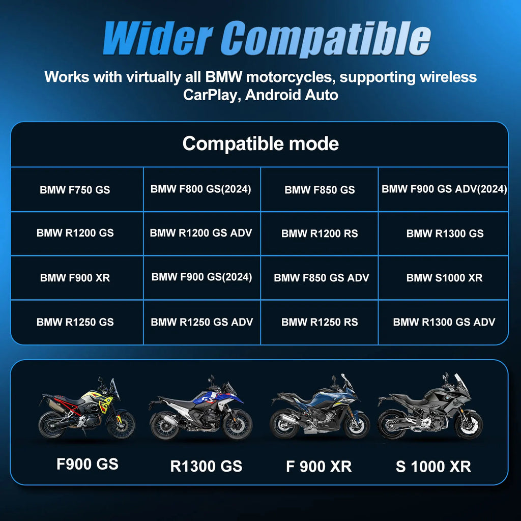 7 Inch Wireless CarPlay Moto Android Auto Portable Digital Motorcycle Dashboard GPS Navigation For BMW R1300GS R1250GS Screen