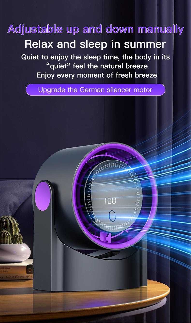 TINSOL New Desktop Electric Fan Air Circulator, Wireless Portable Home Silent Ventilator Suitable for Desktop Wall and Ceiling