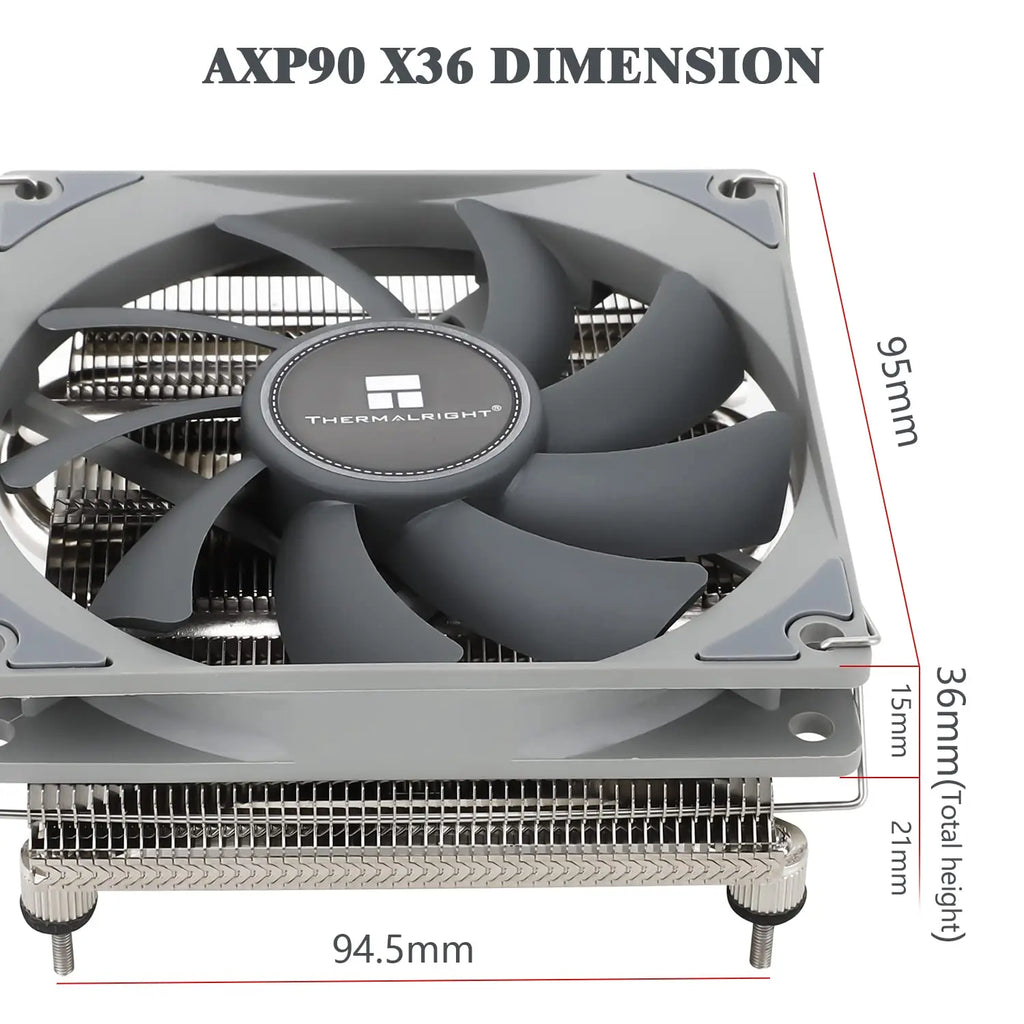 Thermalright AXP-90 X36 Black CPU Air Cooler with Quite 90mm PWM Fan 4 Heat Pipes 36mm Height for AMD AM4 Intel LGA 115X 1200