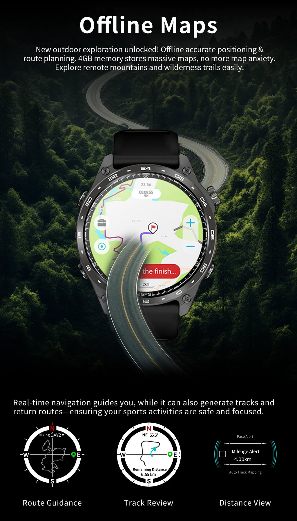 New Military Outdoor Smartwatch Built-in GPS Compass Altimeter 3ATM Waterproof 530mAh BT Call Watches Sports Smart Watch Men