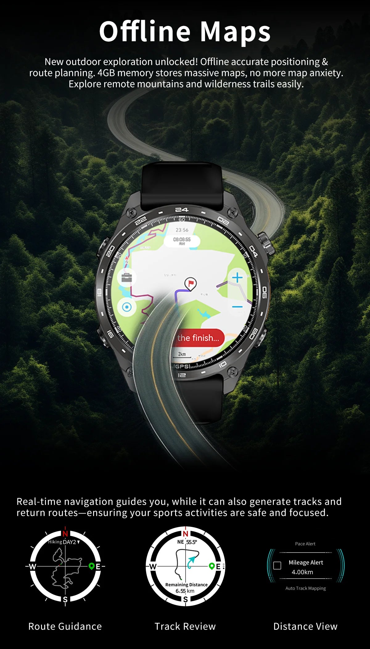 New Military Outdoor Smartwatch Built-in GPS Compass Altimeter 3ATM Waterproof 530mAh BT Call Watches Sports Smart Watch Men
