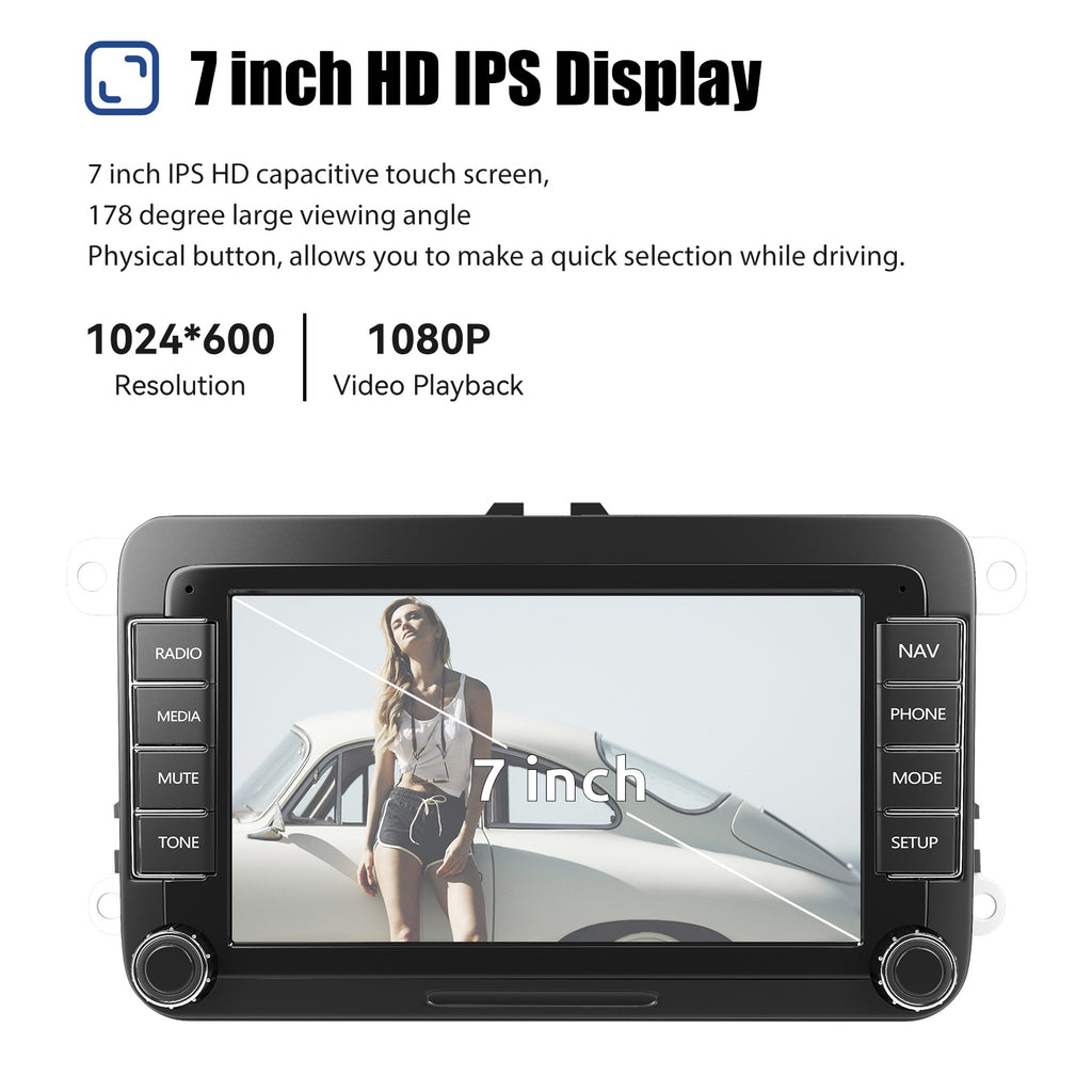 ESSGOO 7" Android 14 4G+64G Apple Carplay ChatGPT Car Stereo GPS WIFI RDS BT for VW Golf 5 6 Passat Polo Touran Tiguan Caddy EOS