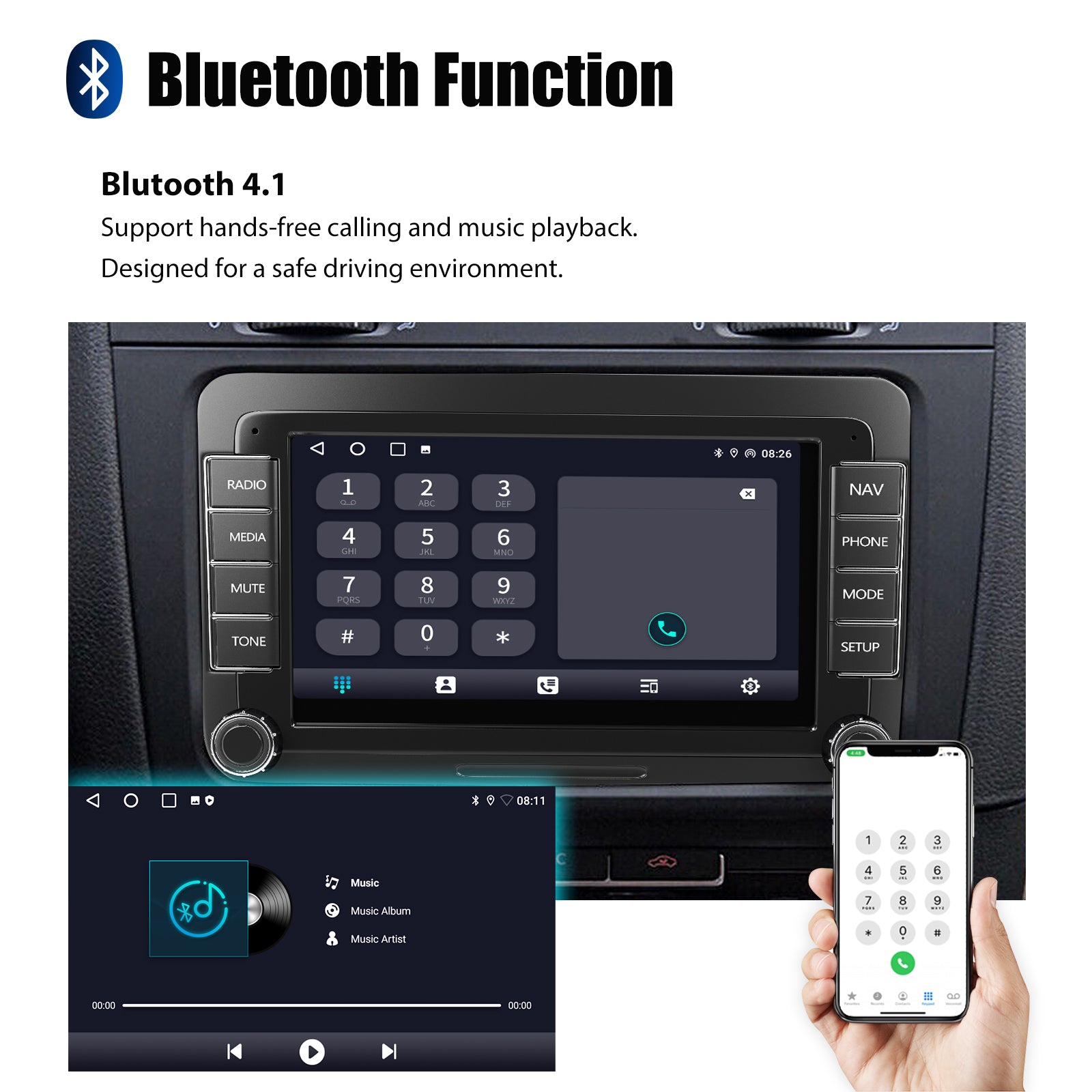 ESSGOO 7" Android 14 4G+64G Apple Carplay ChatGPT Car Stereo GPS WIFI RDS BT for VW Golf 5 6 Passat Polo Touran Tiguan Caddy EOS