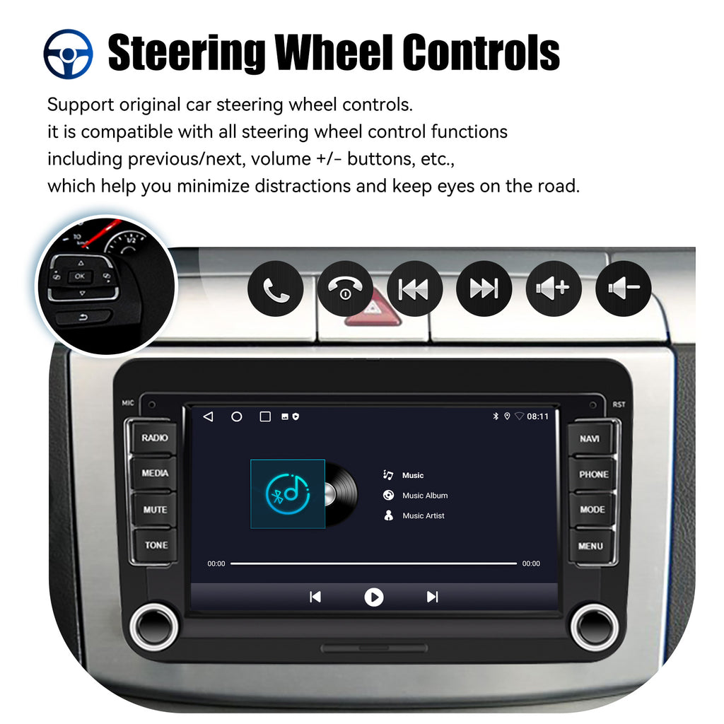 ESSGOO 7" Android 14 4G+64G Apple Carplay ChatGPT Car Stereo GPS WIFI RDS BT for VW Golf 5 6 Passat Polo Touran Tiguan Caddy EOS